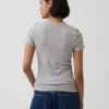 Pointelle T-shirt met ronde hals
