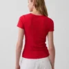 Pointelle T-shirt met ronde hals