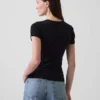 Pointelle T-shirt met ronde hals