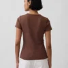 Pointelle T-shirt met ronde hals