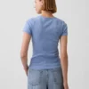 Pointelle T-shirt met ronde hals