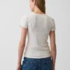Pointelle T-shirt met ronde hals