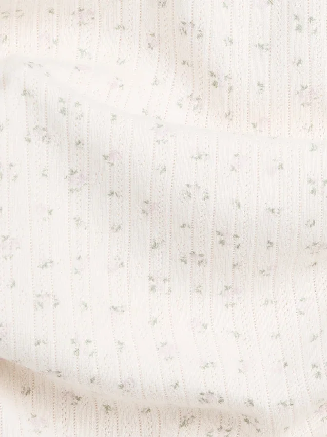 Pointelle T-shirt met ronde hals