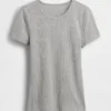 Pointelle T-shirt met ronde hals