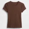 Pointelle T-shirt met ronde hals