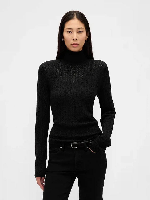 Pointelle-trui met col