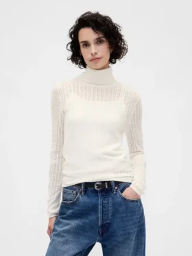 Pointelle-trui met col