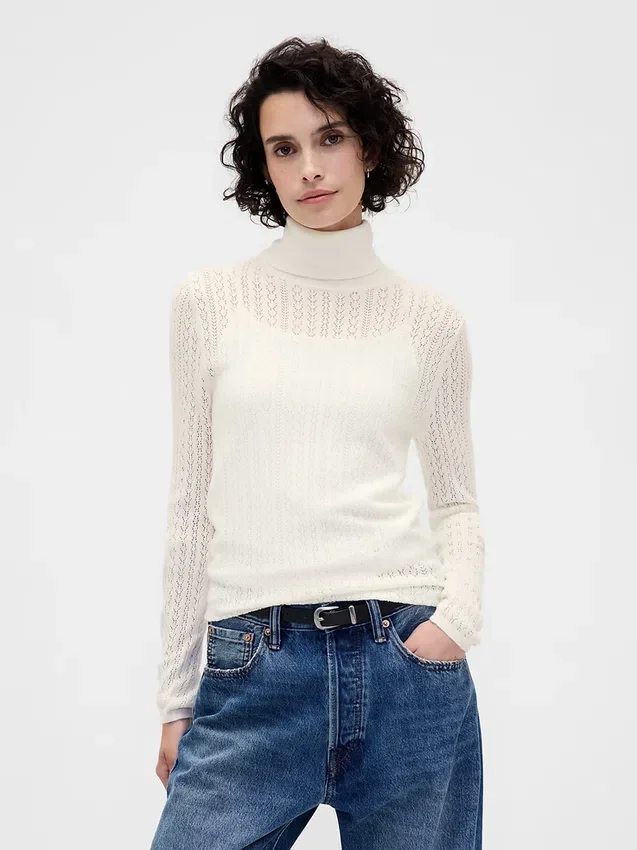 Pointelle-trui met col