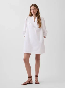 Popeline Henley-minijurk