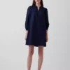 Popeline Henley-minijurk