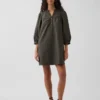 Popeline Henley-minijurk