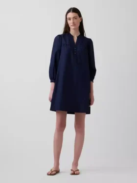 Popeline Henley-minijurk