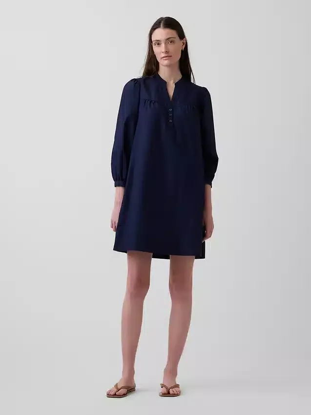 Popeline Henley-minijurk