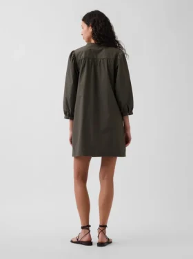 Popeline Henley-minijurk