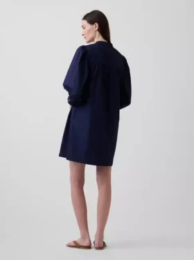 Popeline Henley-minijurk