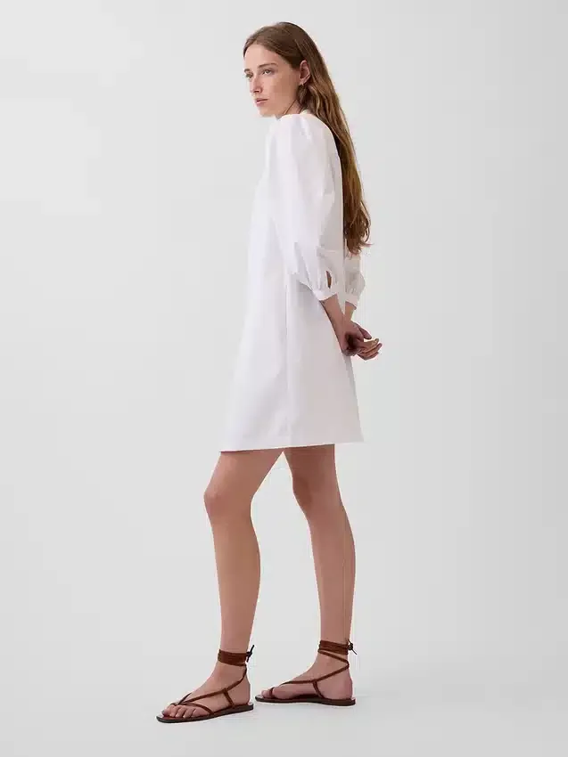 Popeline Henley-minijurk