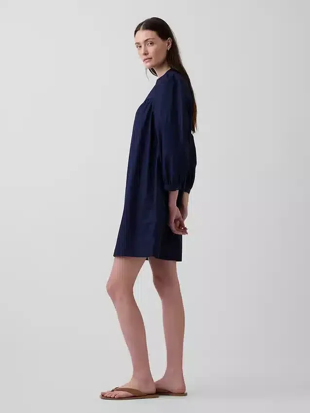 Popeline Henley-minijurk