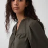Popeline Henley-minijurk