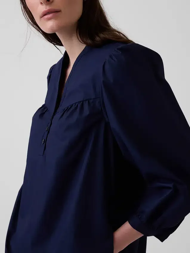 Popeline Henley-minijurk