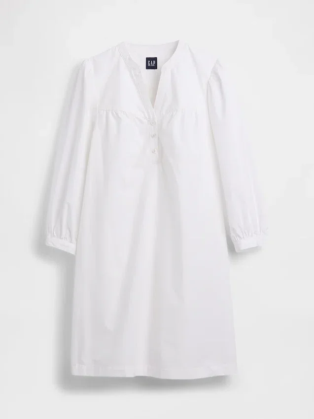 Popeline Henley-minijurk