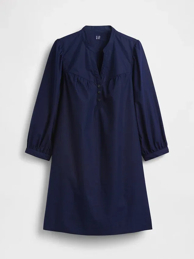 Popeline Henley-minijurk