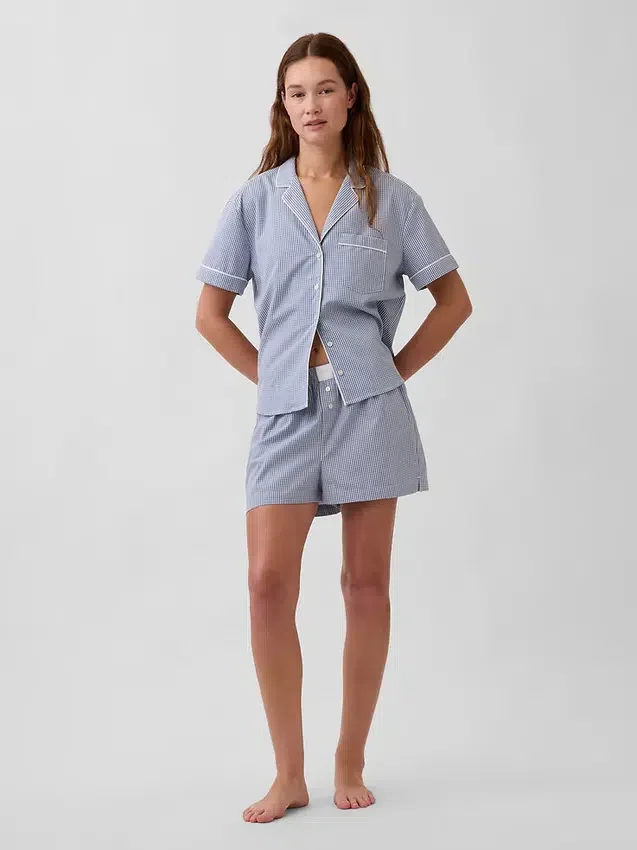 Pyjama-korte broek van popeline