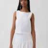 Popeline tanktop met boothals