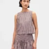Popeline tanktop met boothals