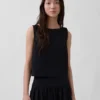 Popeline tanktop met boothals