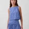 Popeline tanktop met boothals