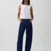 Popeline tanktop met boothals