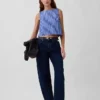 Popeline tanktop met boothals