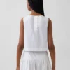 Popeline tanktop met boothals