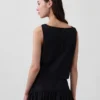 Popeline tanktop met boothals
