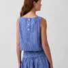 Popeline tanktop met boothals