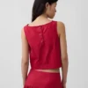 Popeline tanktop met boothals
