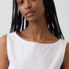 Popeline tanktop met boothals