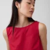 Popeline tanktop met boothals