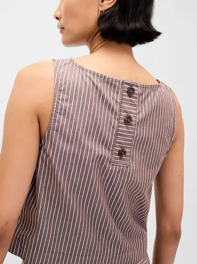 Popeline tanktop met boothals
