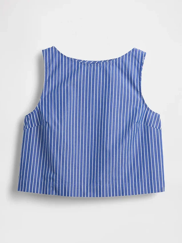 Popeline tanktop met boothals