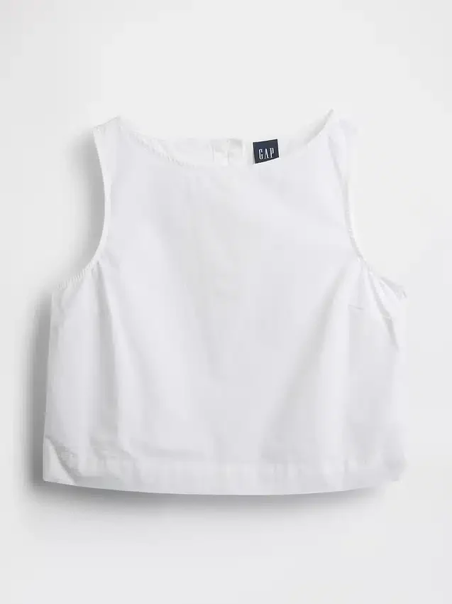 Popeline tanktop met boothals