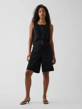 Popeline tanktop met plooitjes