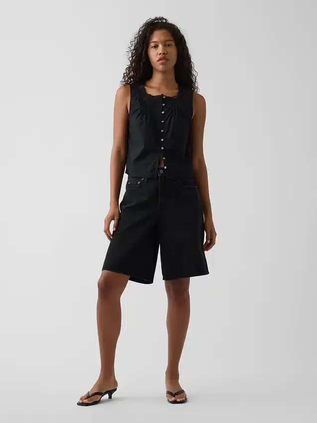 Popeline tanktop met plooitjes