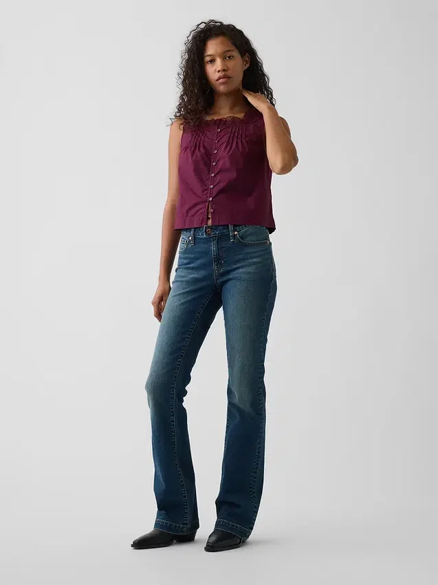 Popeline tanktop met plooitjes