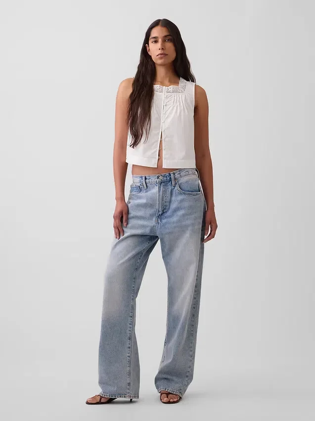 Popeline tanktop met plooitjes