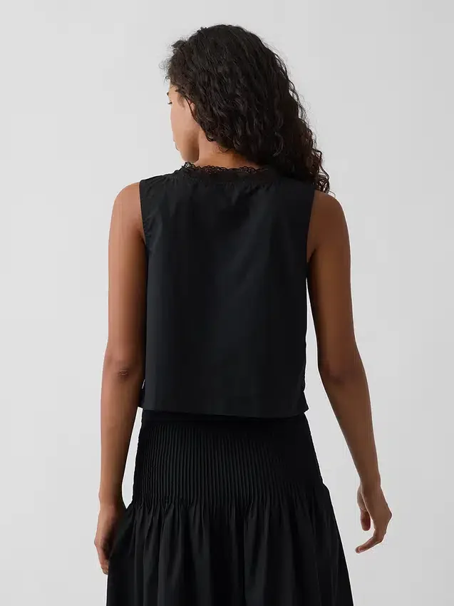 Popeline tanktop met plooitjes
