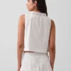 Popeline tanktop met plooitjes