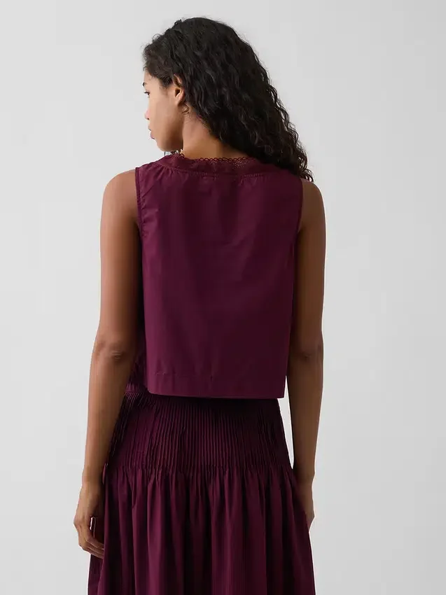 Popeline tanktop met plooitjes