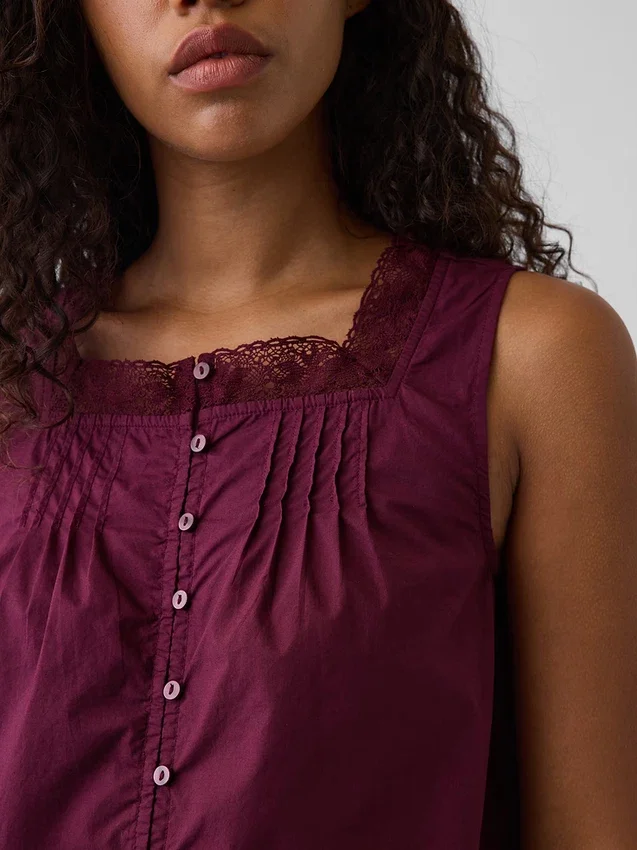 Popeline tanktop met plooitjes