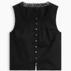 Popeline tanktop met plooitjes